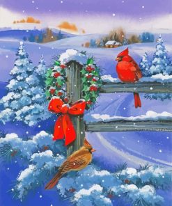 Snow Christmas Cardinals Diamond Painting