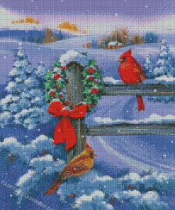 Snow Christmas Cardinals Diamond Painting