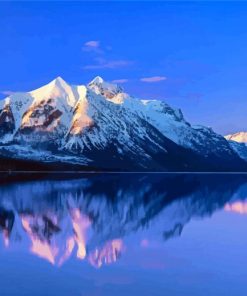 Snowy Mountains By Lake McDonald Diamond Painting