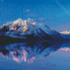 Snowy Mountains By Lake McDonald Diamond Painting