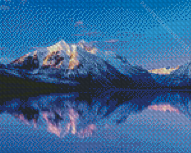 Snowy Mountains By Lake McDonald Diamond Painting