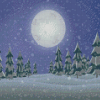 Snowy Mountains Full Moon Diamond Paintings