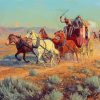 Stagecoach Pursued By Mounted Indians By Richard Lorenz Diamond Painting