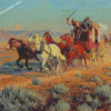 Stagecoach Pursued By Mounted Indians By Richard Lorenz Diamond Painting