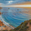 Sunset At Highway 1 California Beach Diamond Paintings