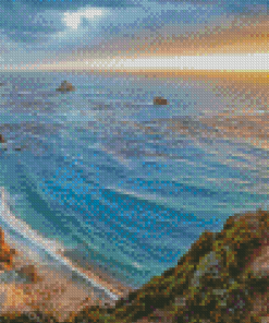 Sunset At Highway 1 California Beach Diamond Paintings