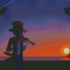 Sunset Anime Playing Violin Diamond Painting