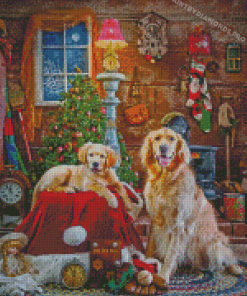 The Golden Retrievers Christmas Diamond Painting