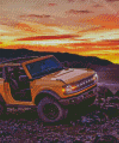 The Orange Ford Bronco Car Diamond Painting