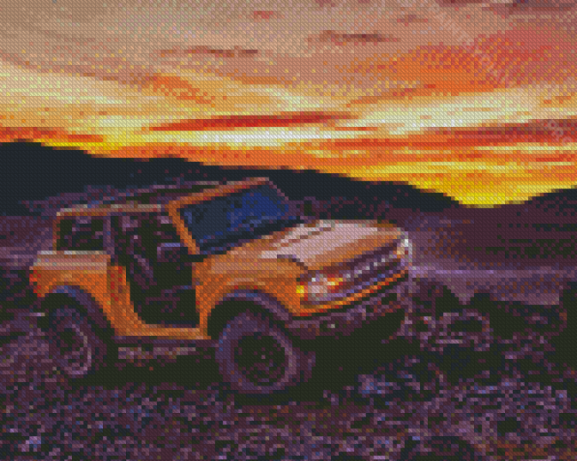 The Orange Ford Bronco Car Diamond Painting