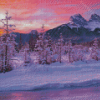 The Three Sisters Mountains In Winter Diamond Paintings