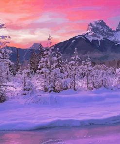 The Three Sisters Mountains In Winter Diamond Paintings