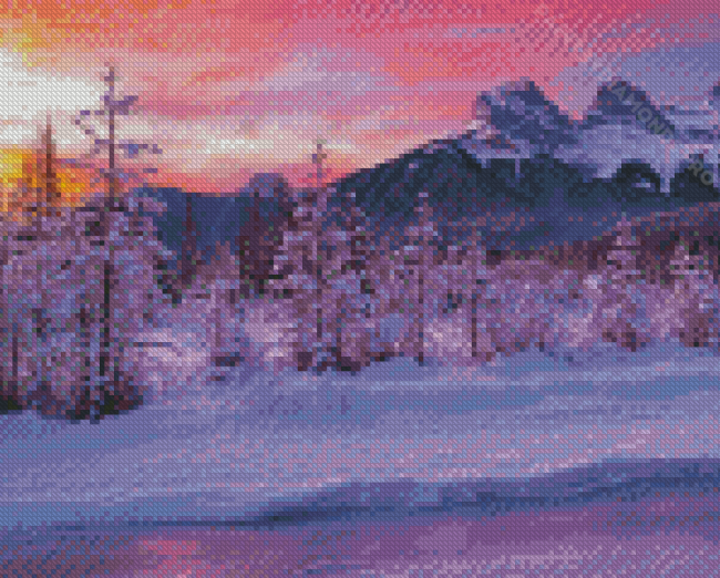 The Three Sisters Mountains In Winter Diamond Paintings