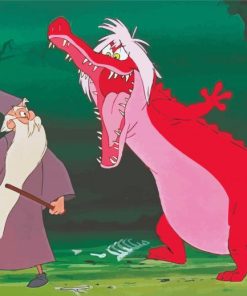 The Sword In The Stone Merlin Wizard And Dragon Diamond Painting