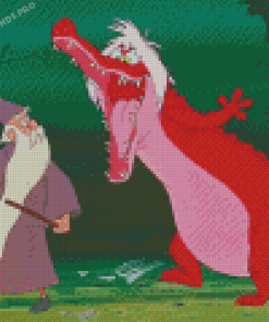 The Sword In The Stone Merlin Wizard And Dragon Diamond Painting