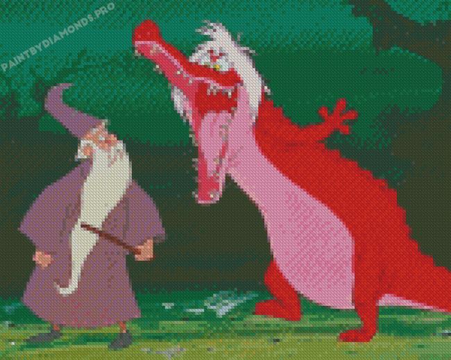 The Sword In The Stone Merlin Wizard And Dragon Diamond Painting