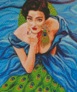 The Woman With The Peacock Dress Diamond Painting