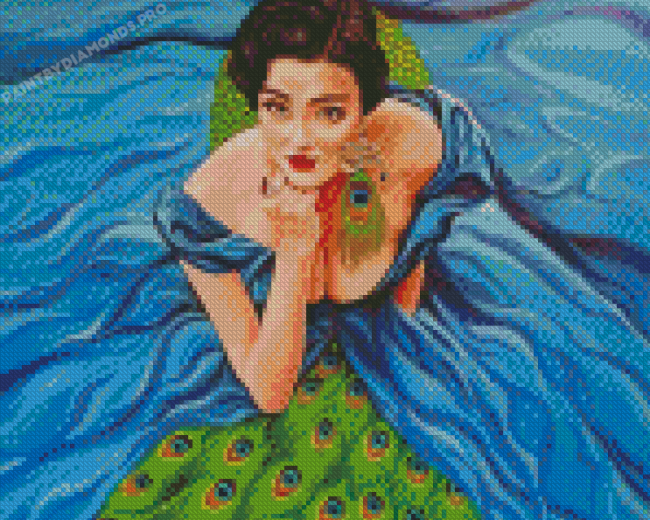 The Woman With The Peacock Dress Diamond Painting