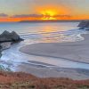 Three Cliffs Bay At Sunset Diamond Painting