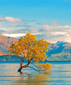 Tree In Lake Diamond Paintings