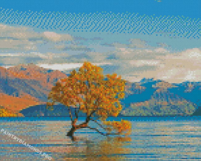 Tree In Lake Diamond Paintings