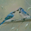 Two Blue Jay In Winter Diamond Paintings