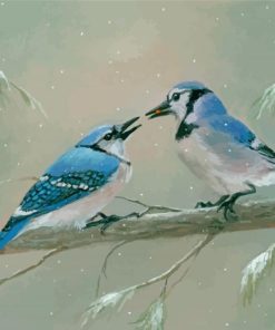 Two Blue Jay In Winter Diamond Paintings