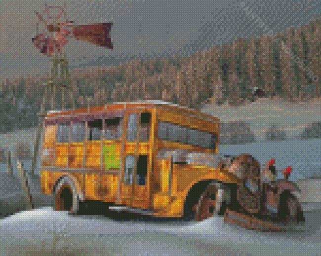 Vintage Bus School Diamond Painting