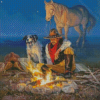 Western Cowboy Campfire Diamond Painting