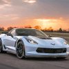 White C7 Corvette With Sunset Diamond Painting