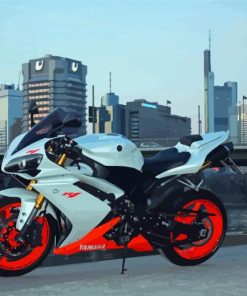 White And Orange Yamaha YZF R1 Diamond Paintings