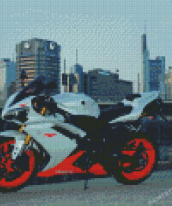 White And Orange Yamaha YZF R1 Diamond Paintings