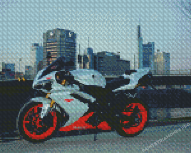 White And Orange Yamaha YZF R1 Diamond Paintings