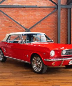 White And Red 66 Ford Mustang Diamond Painting