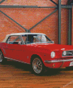 White And Red 66 Ford Mustang Diamond Painting