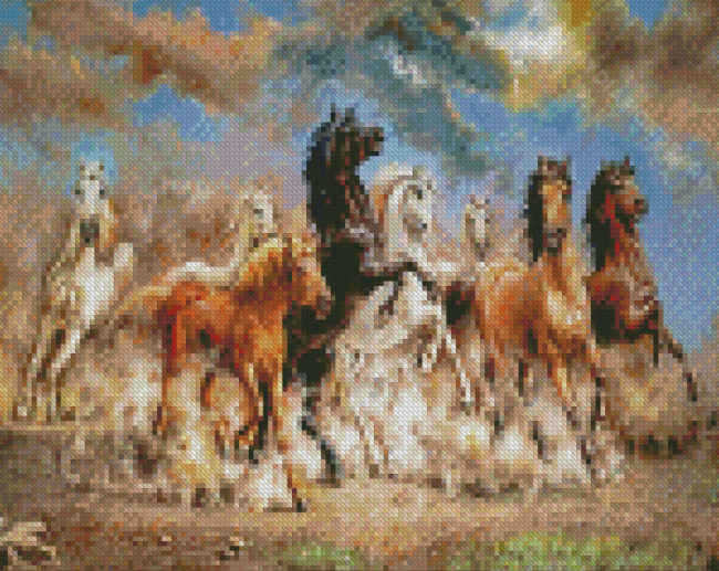 Wild 8 Horses Diamond Painting