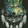 Wild Wolf And Feathers Diamond Painting