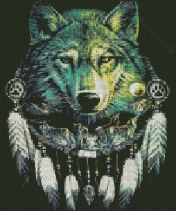 Wild Wolf And Feathers Diamond Painting