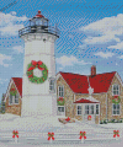 Winter Merry Christmas Lighthouse Diamond Painting