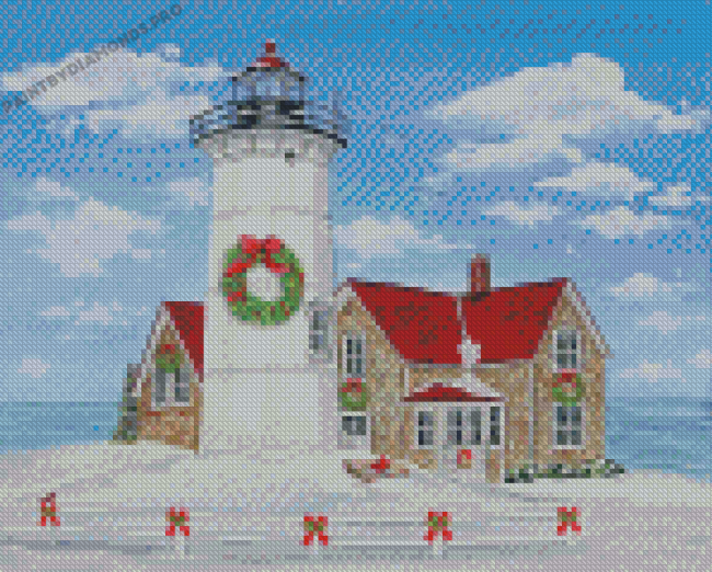 Winter Merry Christmas Lighthouse Diamond Painting