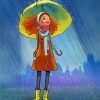 Aesthetic Girl Yellow Umbrella Diamond Painting