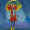 Aesthetic Girl Yellow Umbrella Diamond Painting