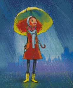 Aesthetic Girl Yellow Umbrella Diamond Painting