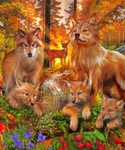 Aesthetic Wolf Family Diamond Painting