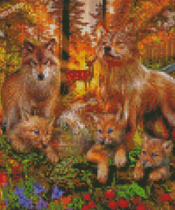 Aesthetic Wolf Family Diamond Painting