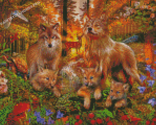 Aesthetic Wolf Family Diamond Painting