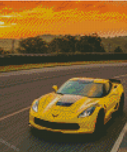 Aesthetic Yellow Corvette Car Diamond Paintings