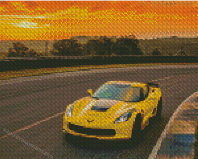 Aesthetic Yellow Corvette Car Diamond Paintings