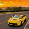 Aesthetic Yellow Corvette Car Diamond Paintings