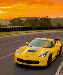 Aesthetic Yellow Corvette Car Diamond Paintings